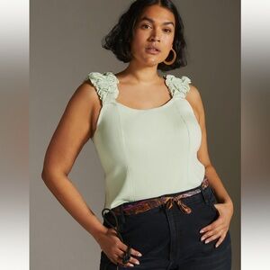 Anthropologie Mint Ribbed Corset Tank 3X